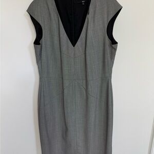 Hugo Boss Gray V-Neck Sheath Dress for Work
